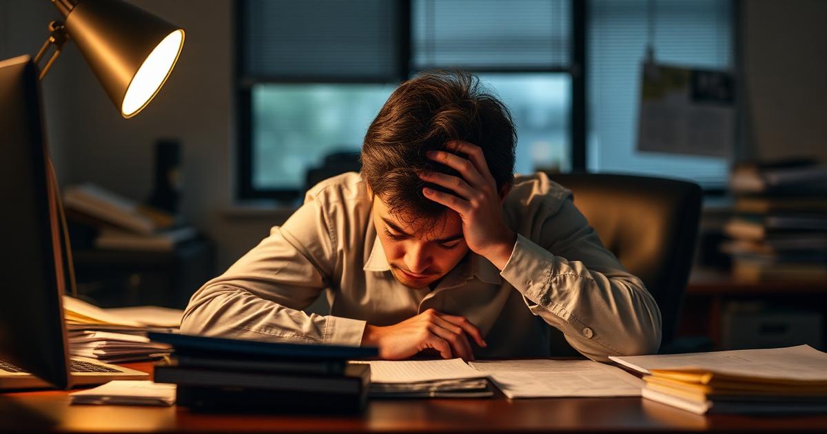 Personne épuisée au bureau - comprendre le burn-out et l'épuisement professionnel, accompagnement psychothérapeutique à Nice et Saint-Laurent-du-Var